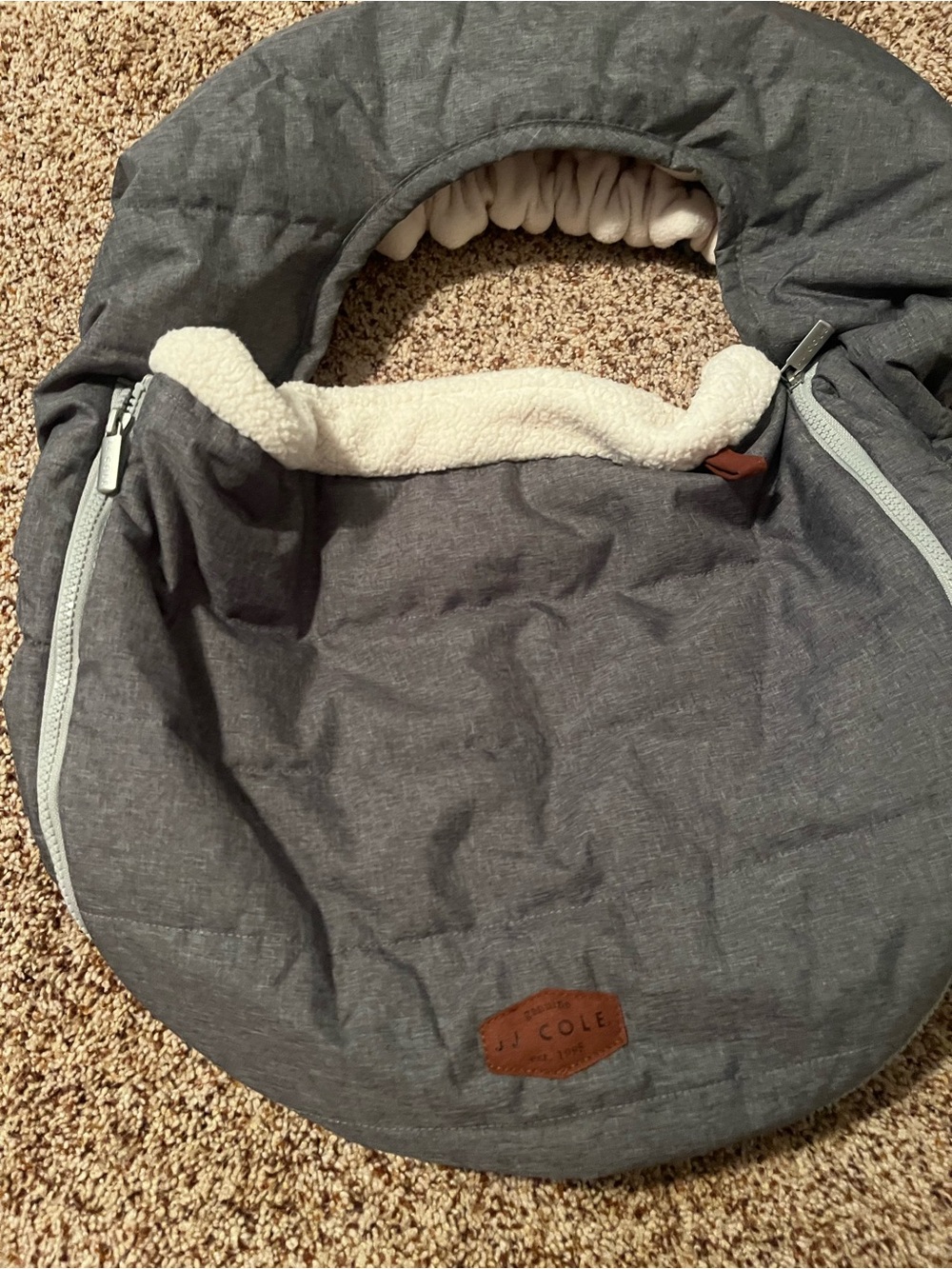 JJ Cole Gray Sherpa-Lined Car Seat Cover